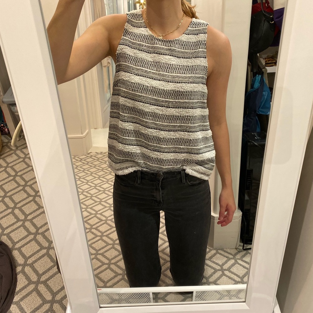 Generation Love white black and white striped top